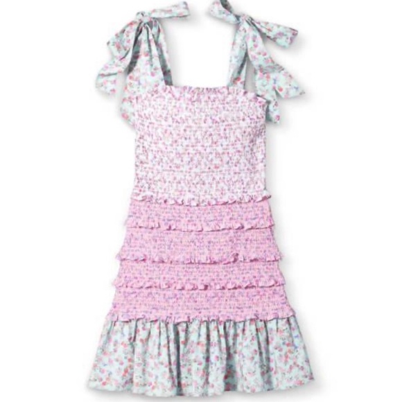 ✨💫💕 LoveShackFancy Adeline Mixed Floral Print Smocked Ruffle Mini Dress 💕💫✨ - Picture 4 of 16
